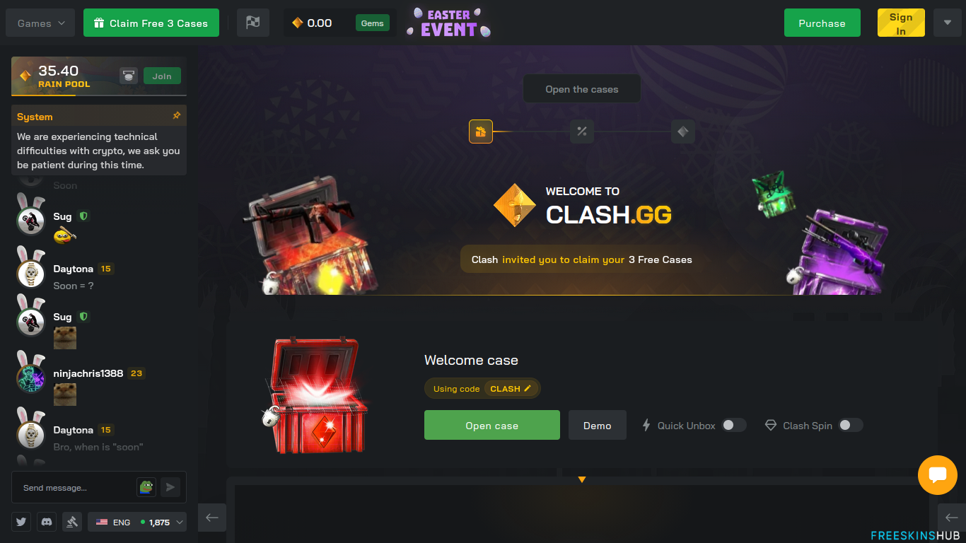 example of a promotional welcome bonus shown on Clash.GG via our link.